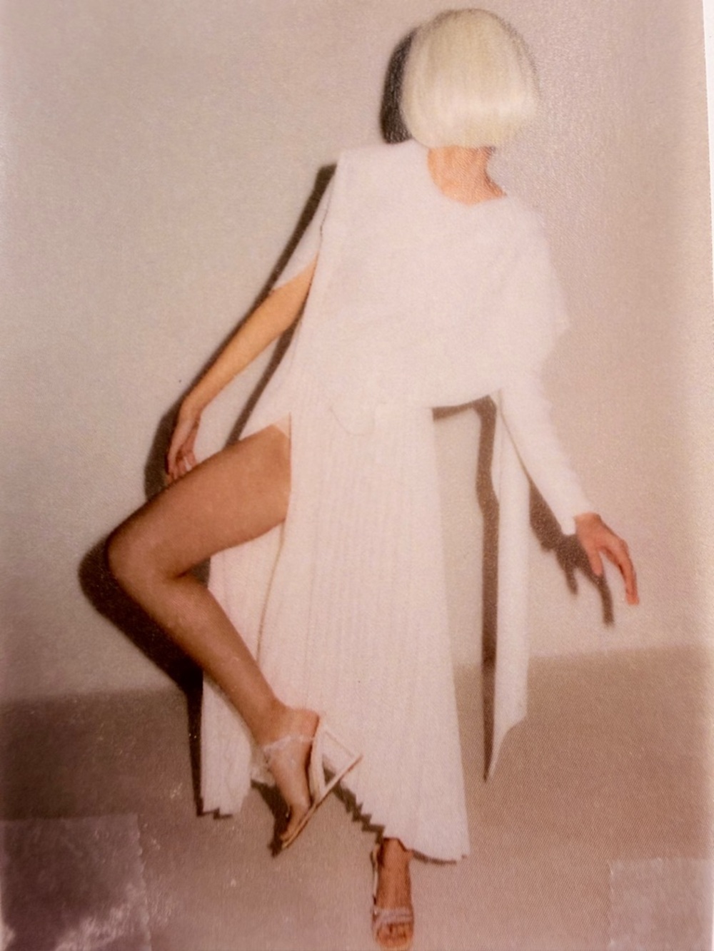 A.W.A.K.E. MODE White Roman Greek Asymmetric Draped Scarf Top - Picture 3 of 16